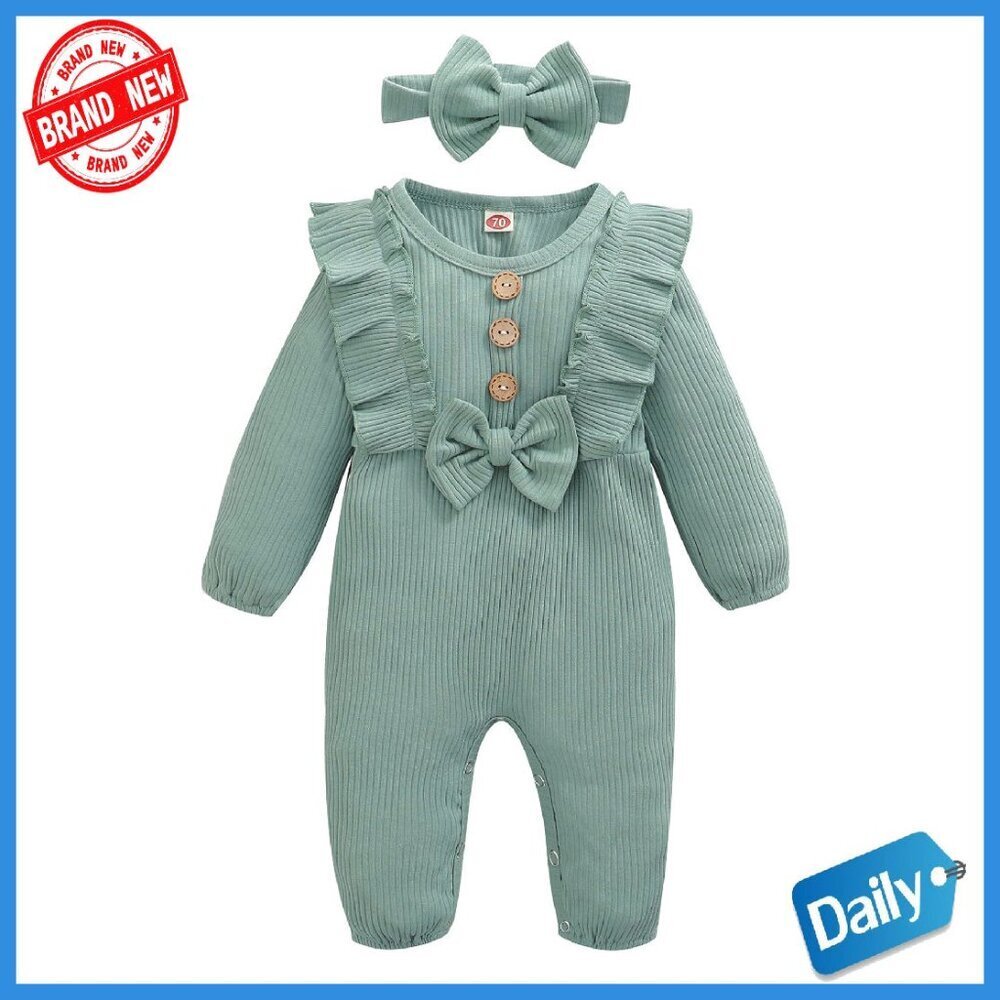 Newborn Baby Girl Cotton Romper Short Sleeve Jumpsuit 0-12M